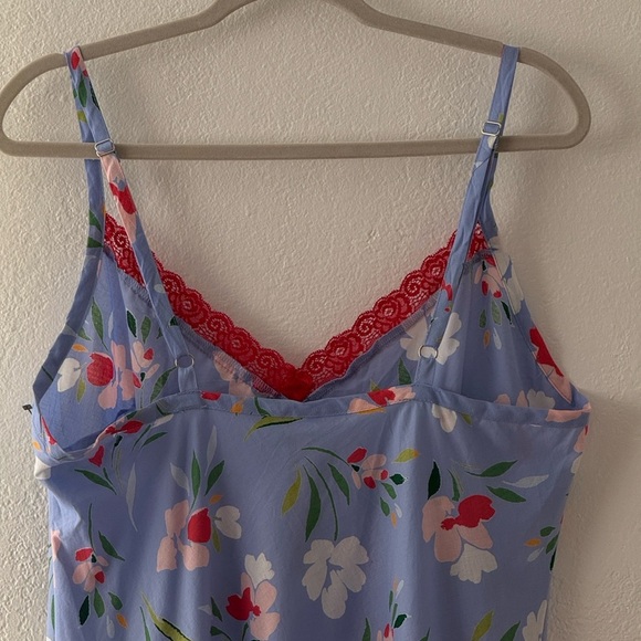 Adore Me Analise Slip blue flora lace trim spaghetti adjustable straps dress L - Picture 9 of 14